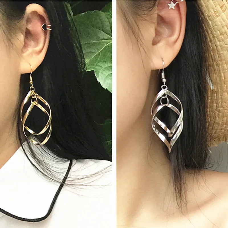 Twisted Rhombus Hanging Earrings For Women
