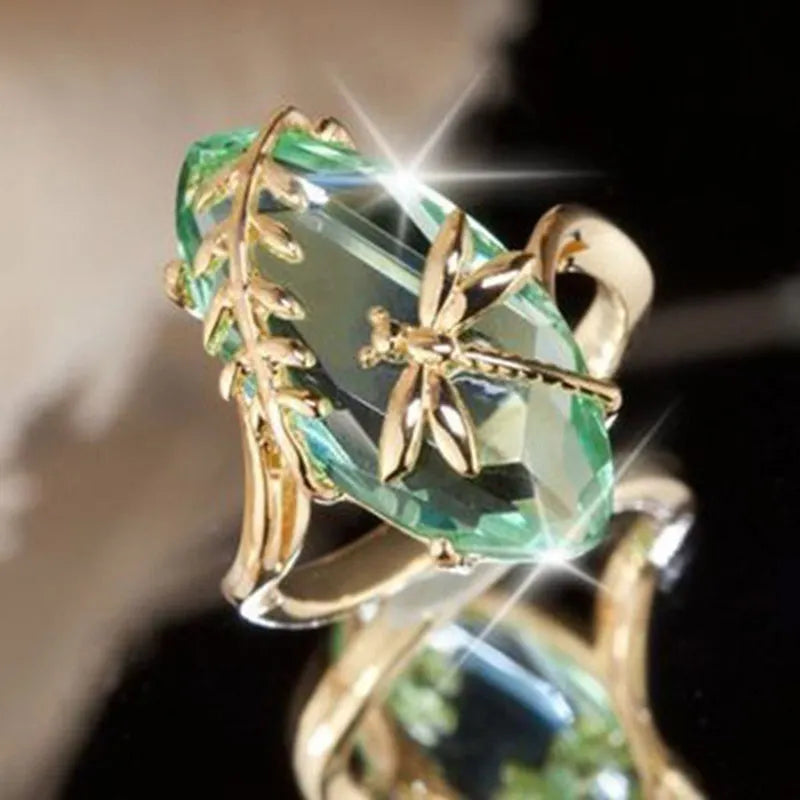 Huitan Flying Dragonfly Shaped Decoration Design Women Rings
