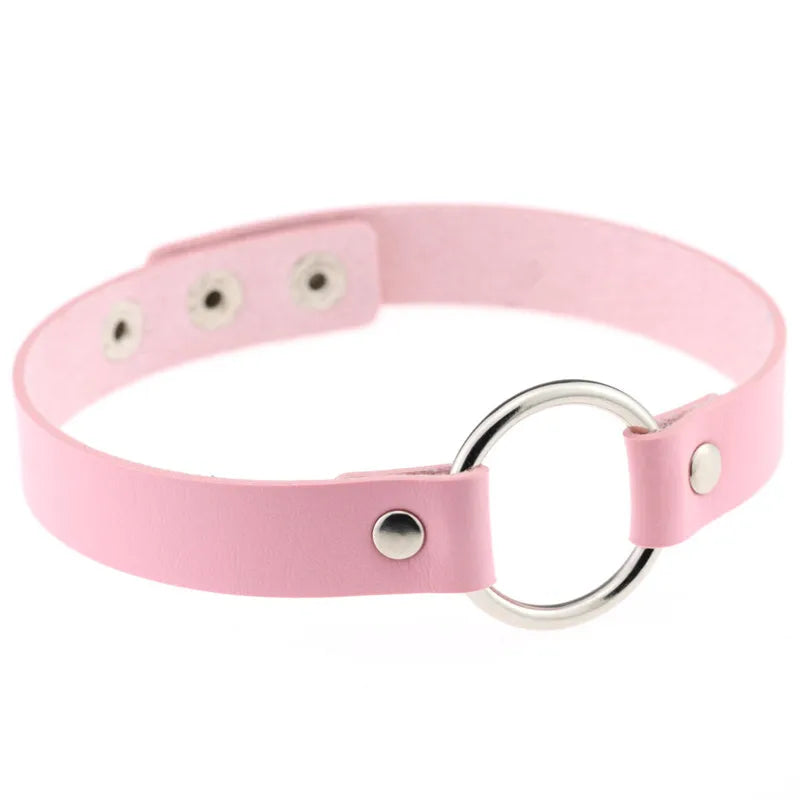 Trendy Goth Heart Leather Choker Necklace