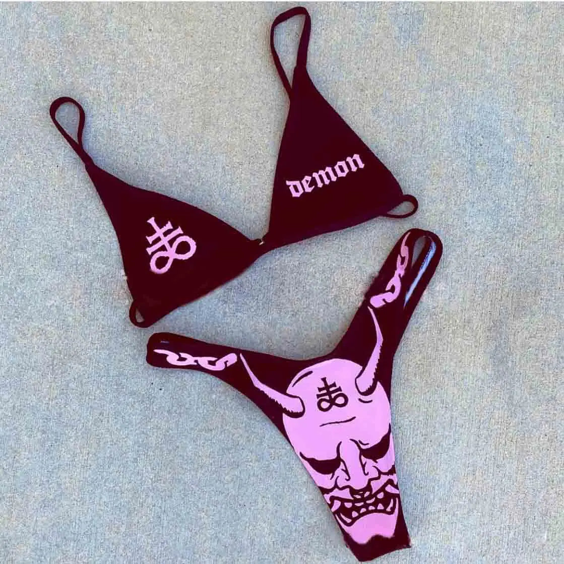 Summer Sexy Strange Comics Print Tube Top Swimsuits