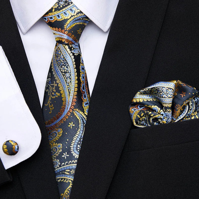 7.5 cm Tie Pocket Squares Cufflink Set