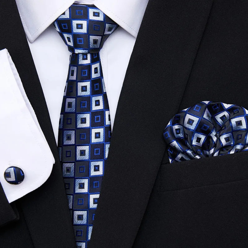 7.5 cm Tie Pocket Squares Cufflink Set