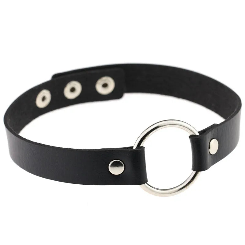 Trendy Goth Heart Leather Choker Necklace