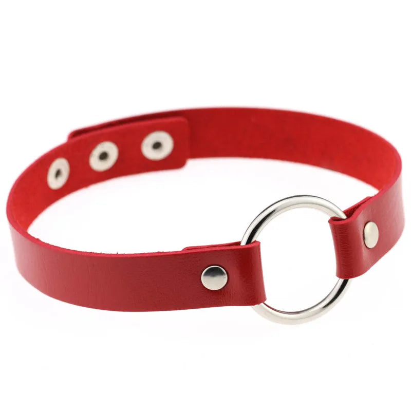Trendy Goth Heart Leather Choker Necklace