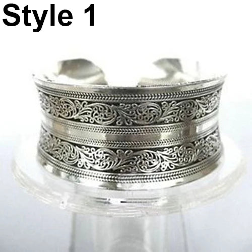 Chinese Style Vintage Tibetan Silver Elephant Open Cuff Bracelet