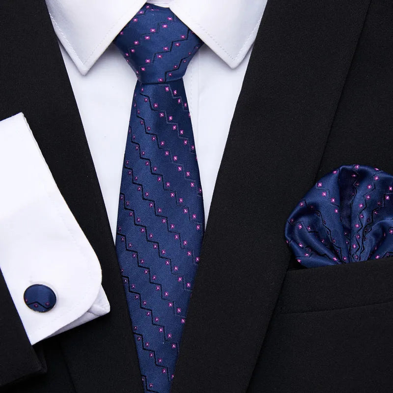 7.5 cm Tie Pocket Squares Cufflink Set