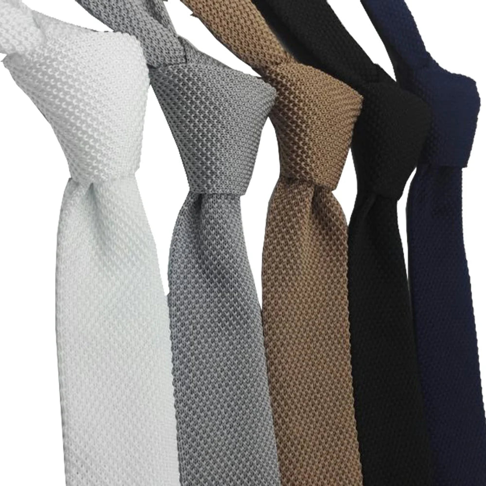 5.5cm Solid Color Fashion Water Neckties Plain Knitted Ties