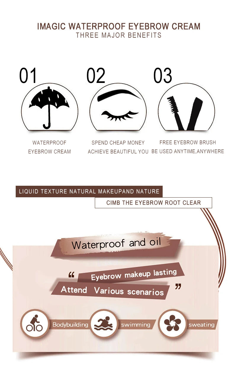 Professional  Waterproof Long-Lasting  Eyebrow Cream Gel