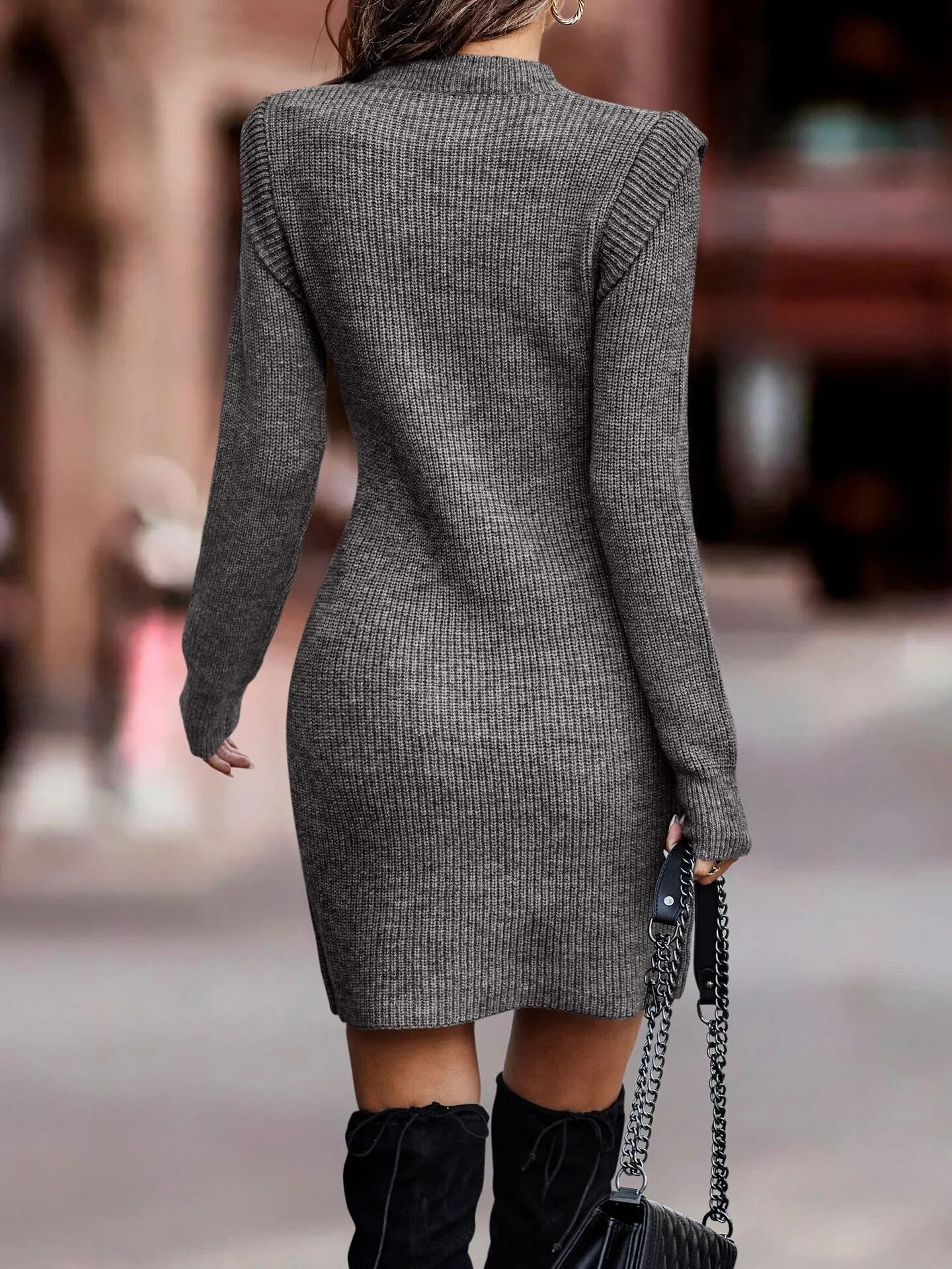 2023 Autumn Winter Knitted Long Sleeve Dress