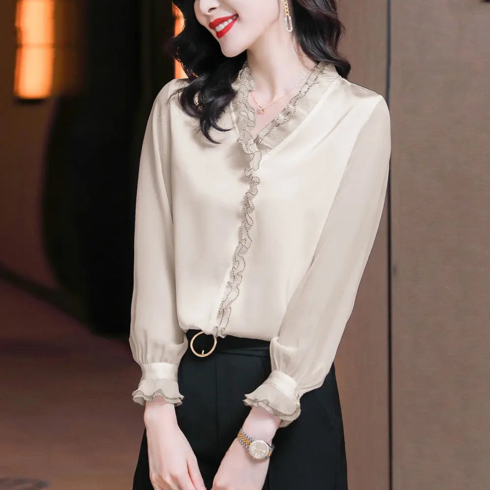 Lace Ruffles Chiffon Shirts