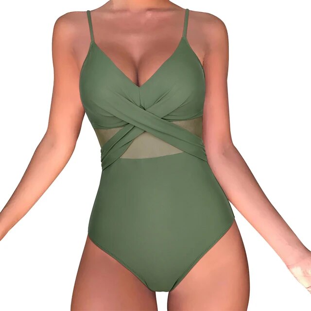 One Piece Monokini Beachwear Solid Bathing Suits