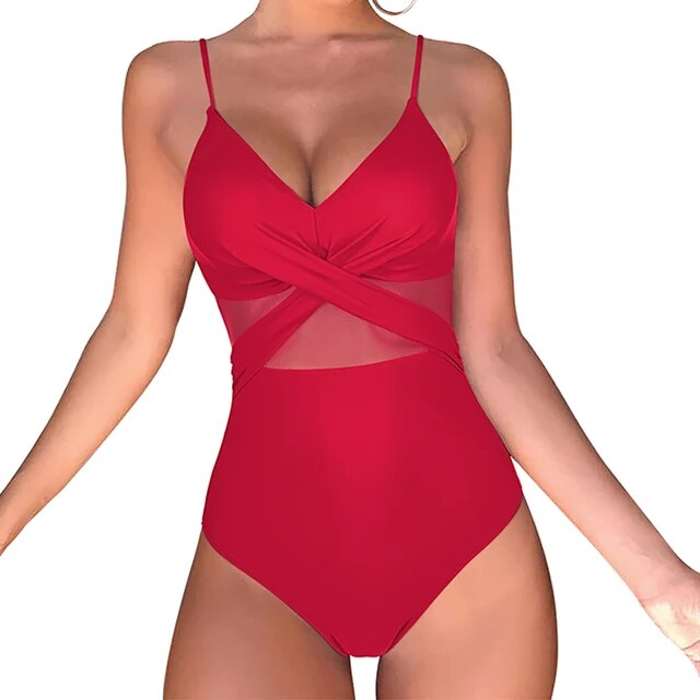 One Piece Monokini Beachwear Solid Bathing Suits