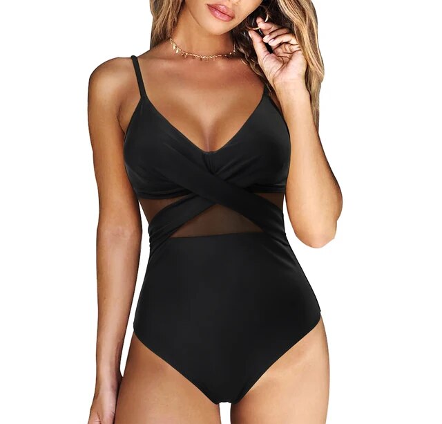 One Piece Monokini Beachwear Solid Bathing Suits