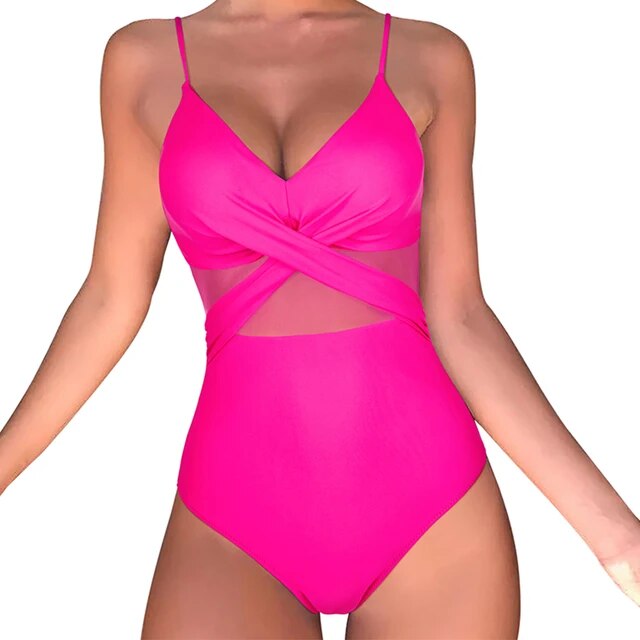 One Piece Monokini Beachwear Solid Bathing Suits