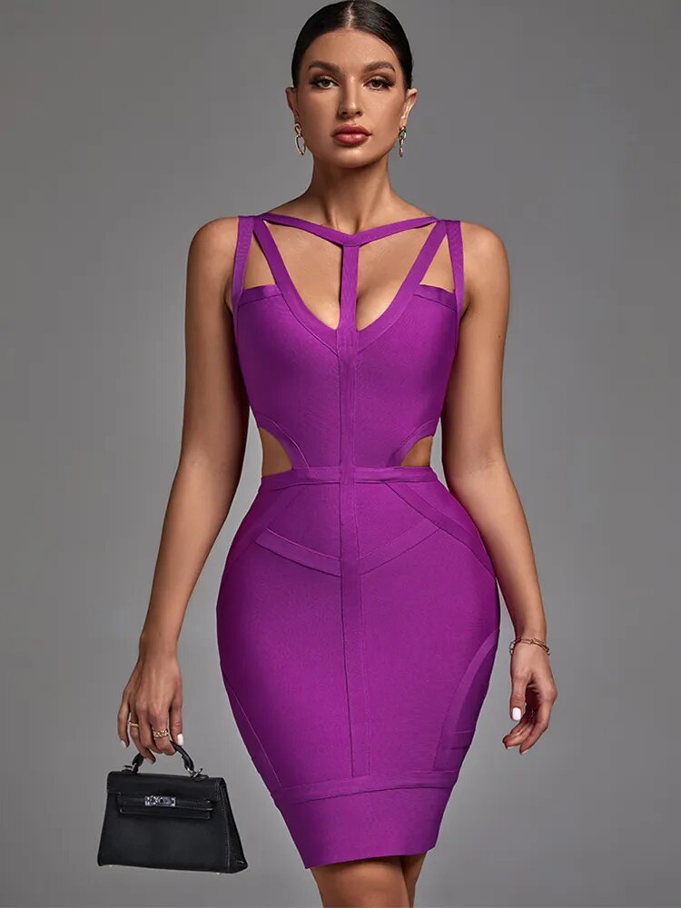 Sexy Strappy Purple Bandage Dress