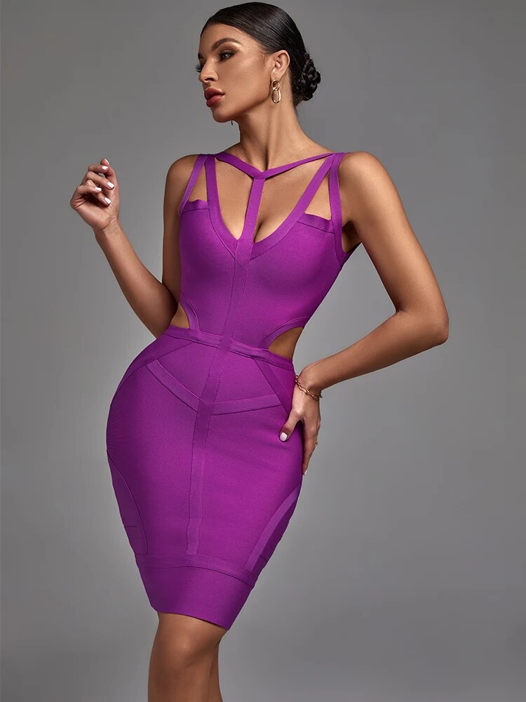 Sexy Strappy Purple Bandage Dress
