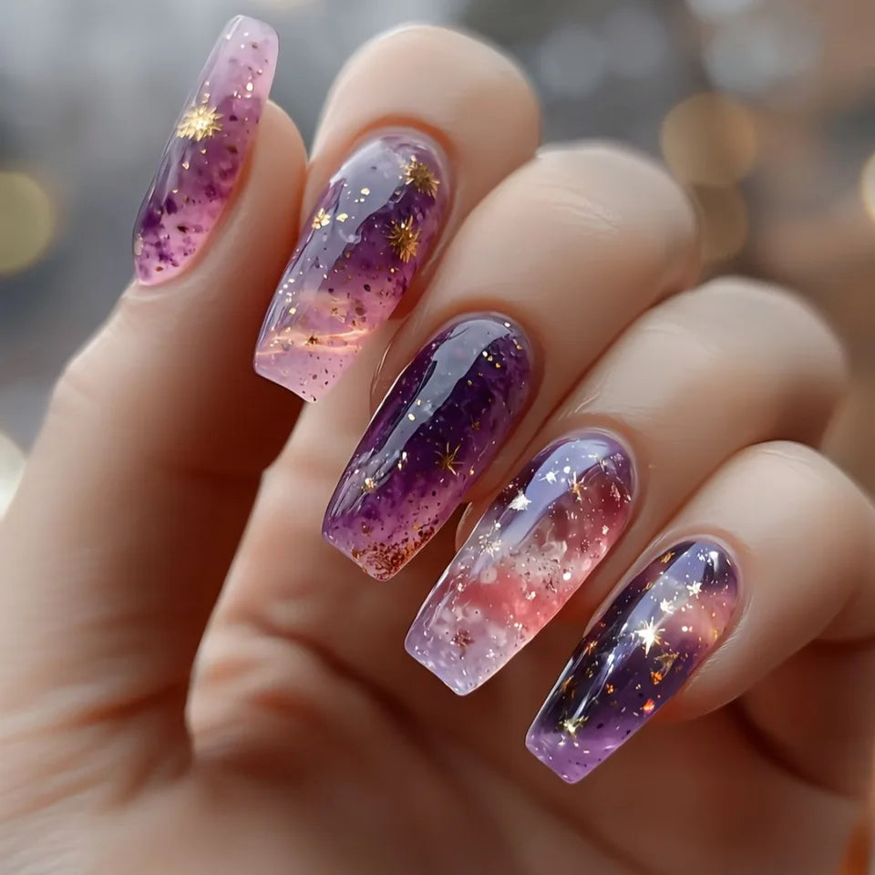 24pcs Press on Nails Flower Design