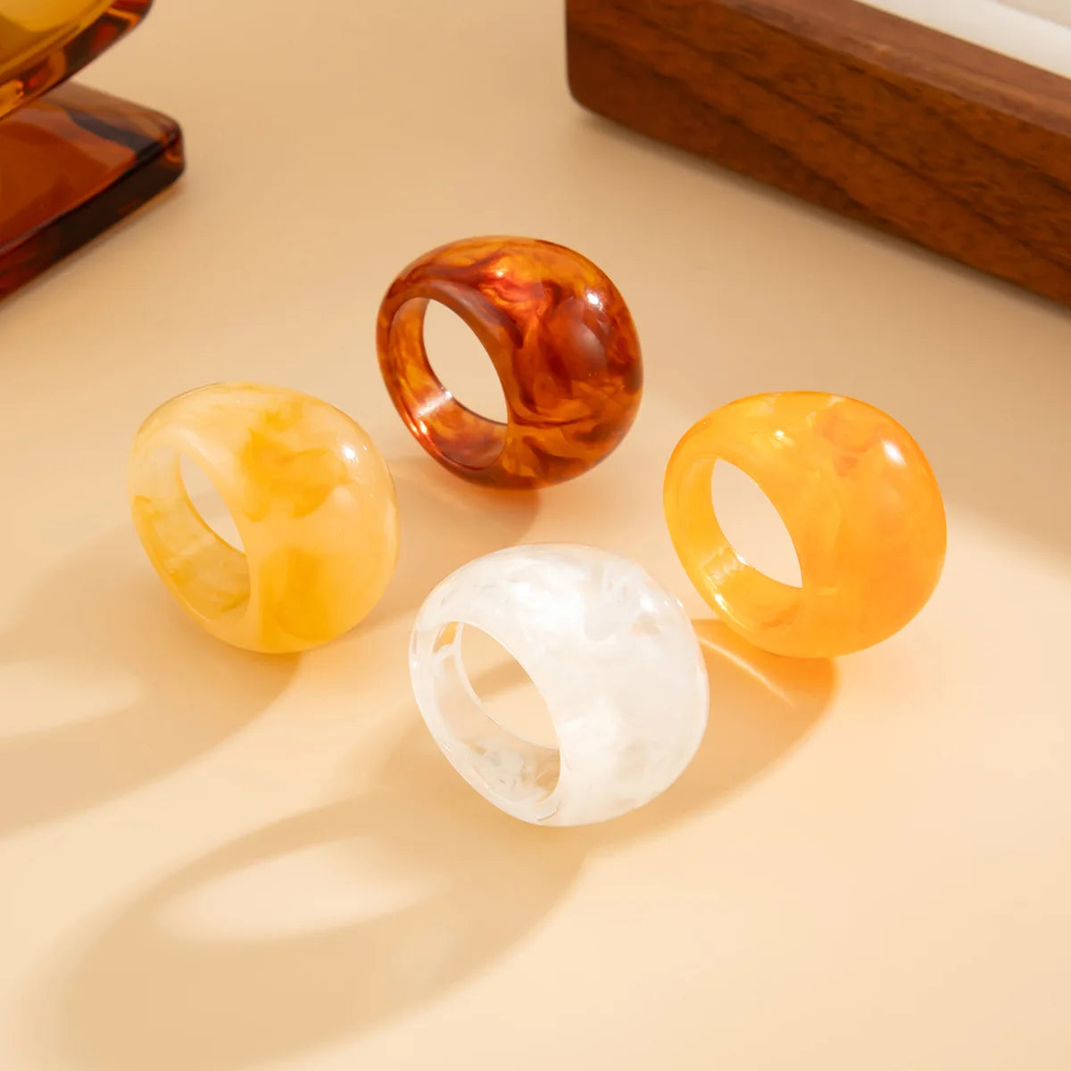 Smudging Resin Water Drop Chunky Rings