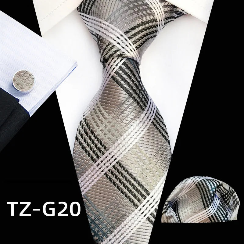 Orange Novelty Ties Plaid Flower Design Wedding Necktie Hanky Cufflinks
