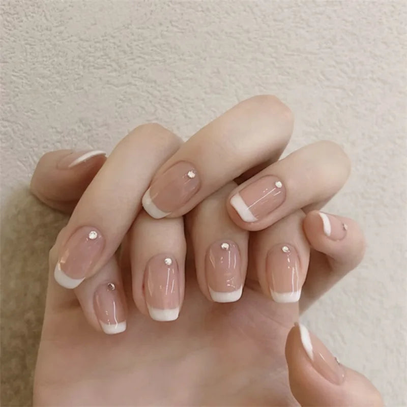24Pcs/Box Almond Round False Nails Detachable Stiletto Fake Nails