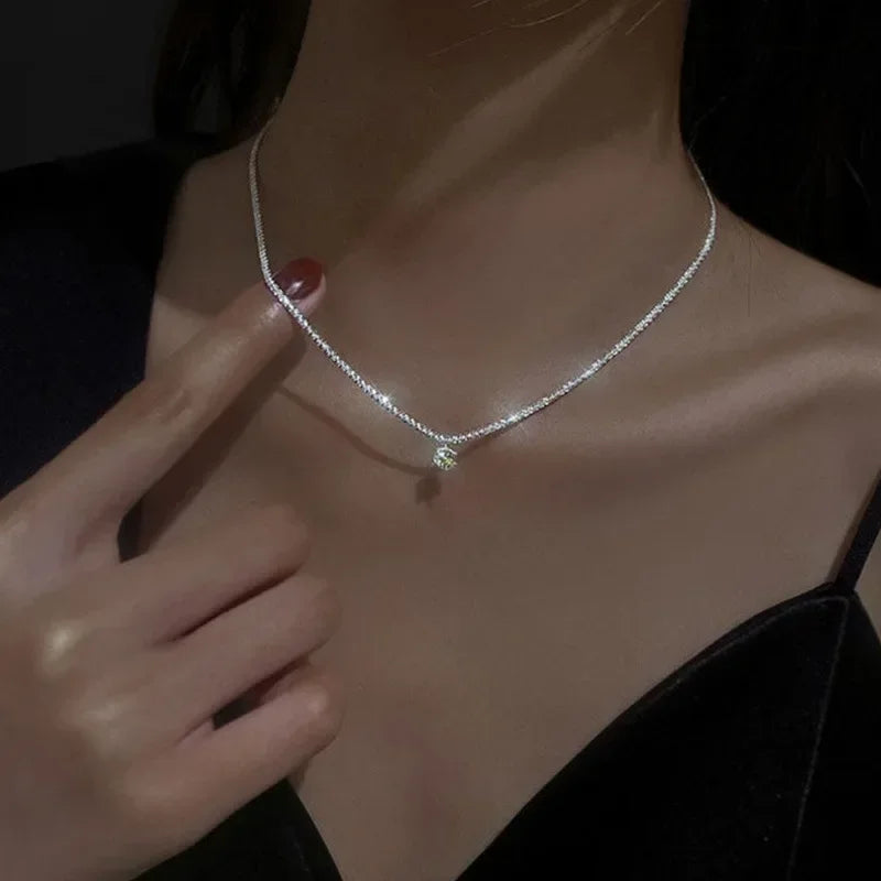 Stereoscopic Stainless Steel Small Peach Heart Golden Necklace