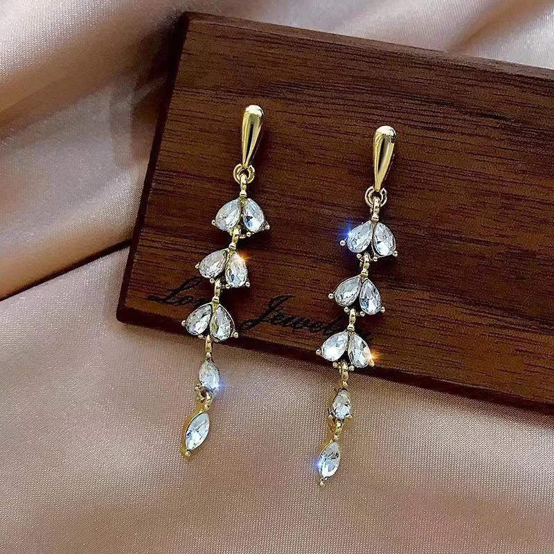 Korean Long Tassel Pearl Dangle Earrings for Women