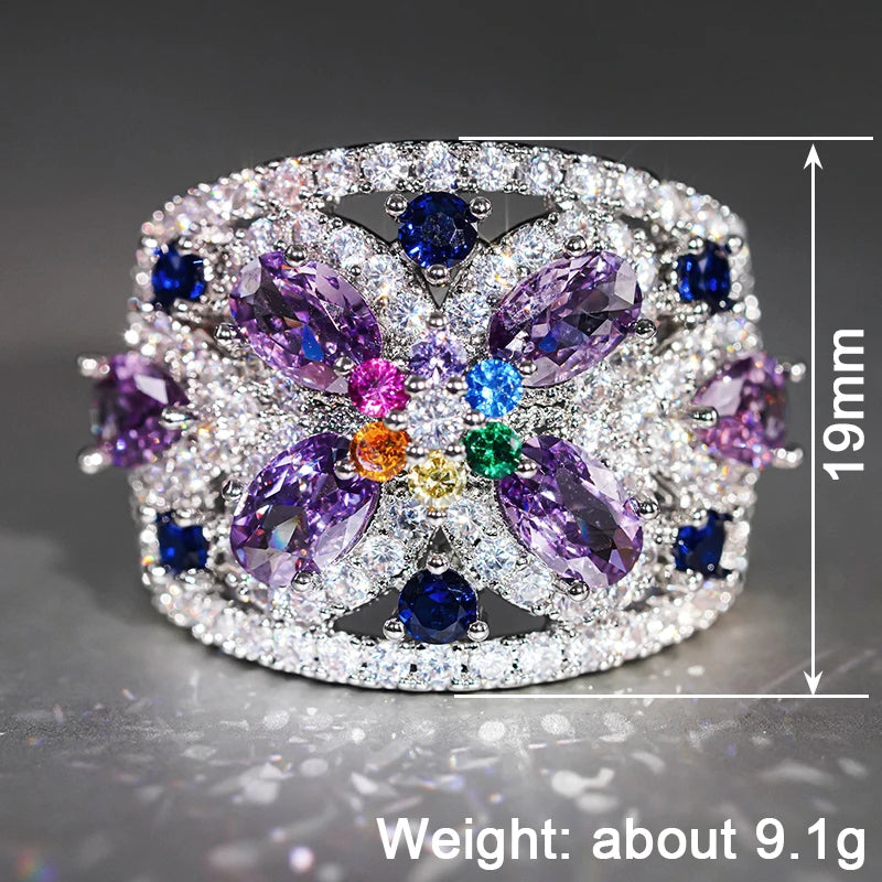 Colorful Cubic Zirconia Ring