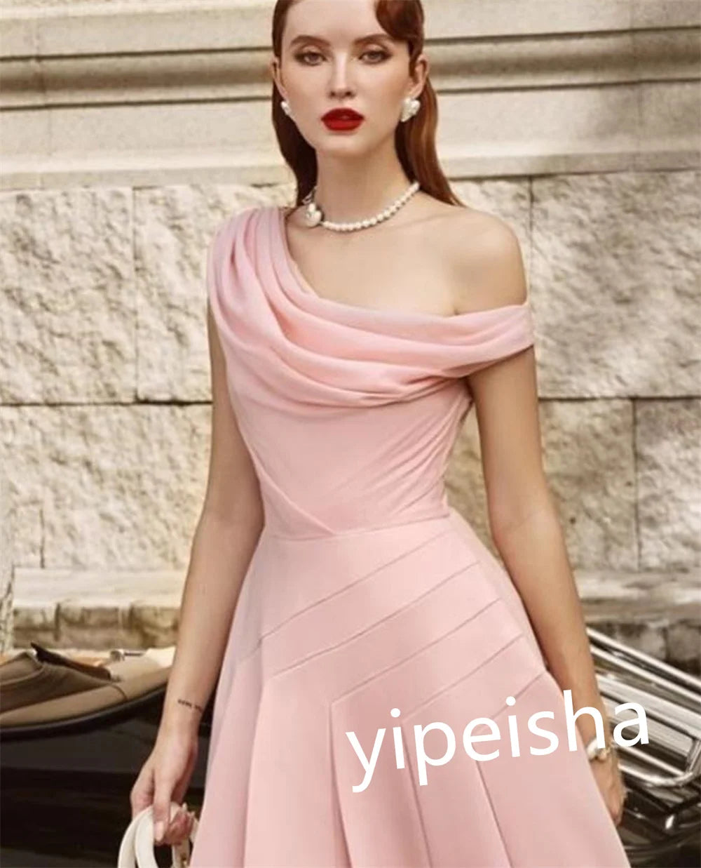 Classic Modern Style Formal Evening One-Shoulder A-line Pleats Dresses