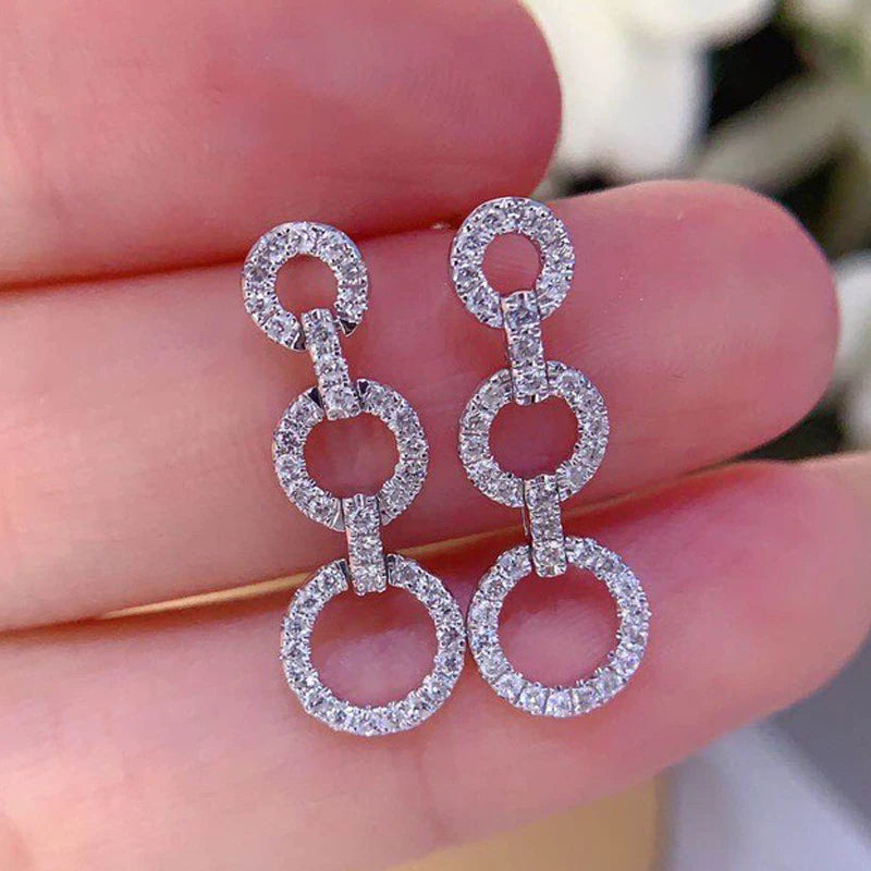 Exquisite Long Dangle Earrings with Sparkling CZ Stones