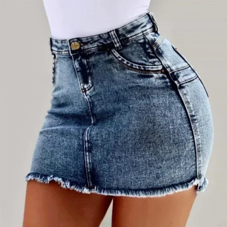 2025  Summer High Waisted Mini Denim Skirt