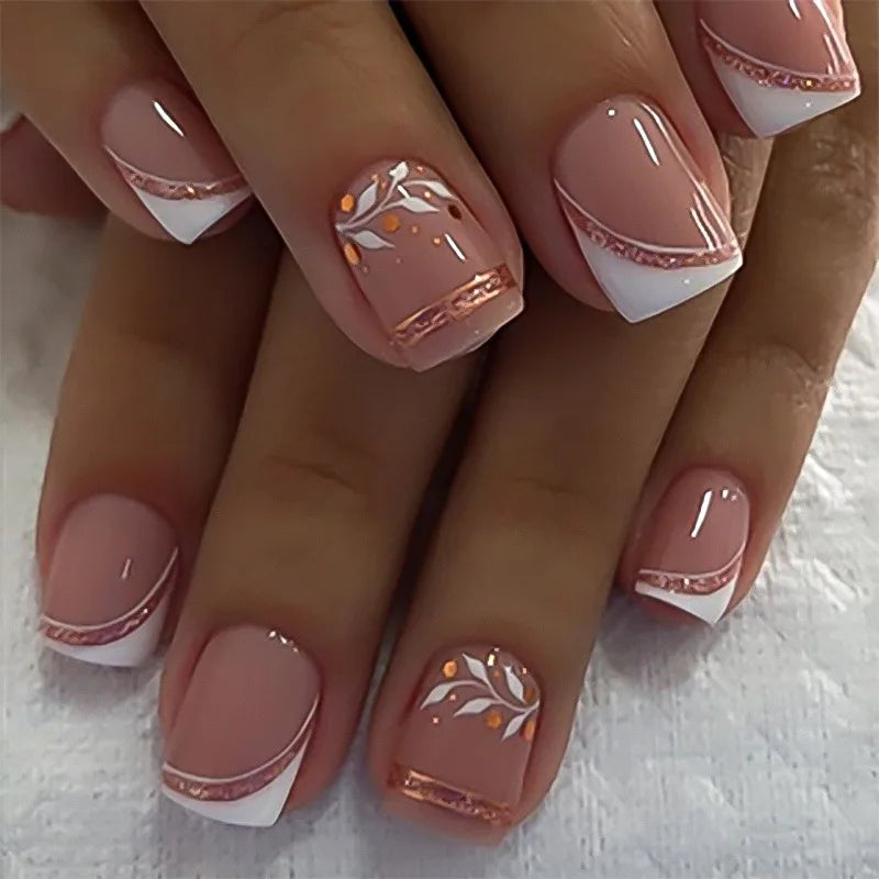 24pcs Press on Nails Flower Design