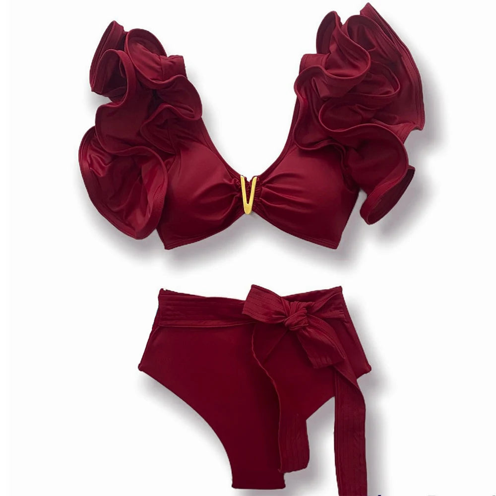 New Sexy High Waist Ruffle Bikini Sets