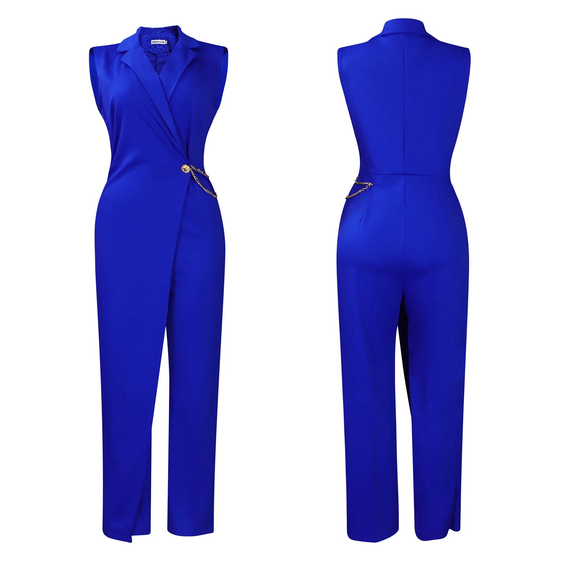 Solid Sleeveless Elegant High Waist Wide Leg Jumpsuit