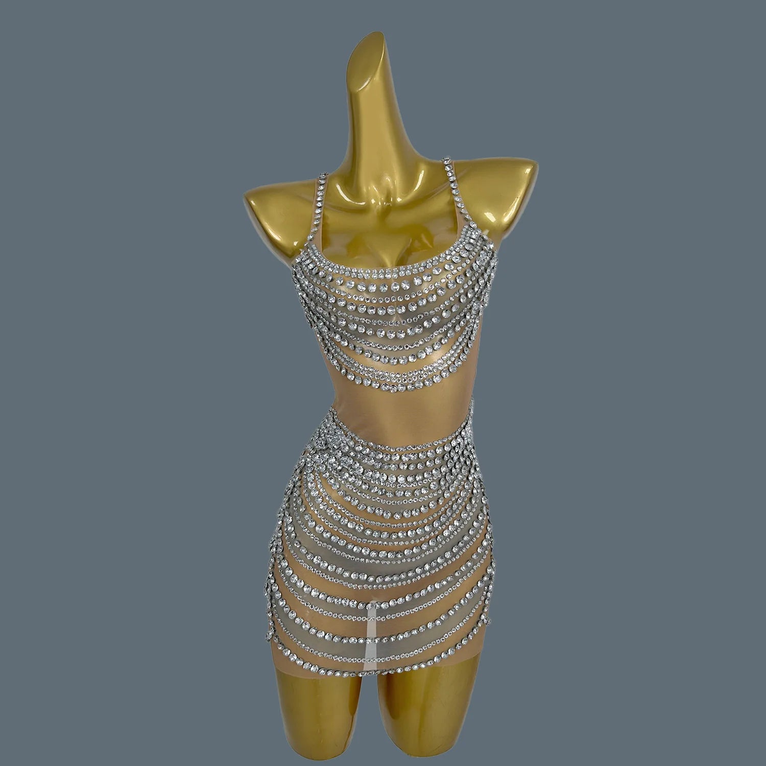 Sparkly Crystals Diamonds Mini Dress