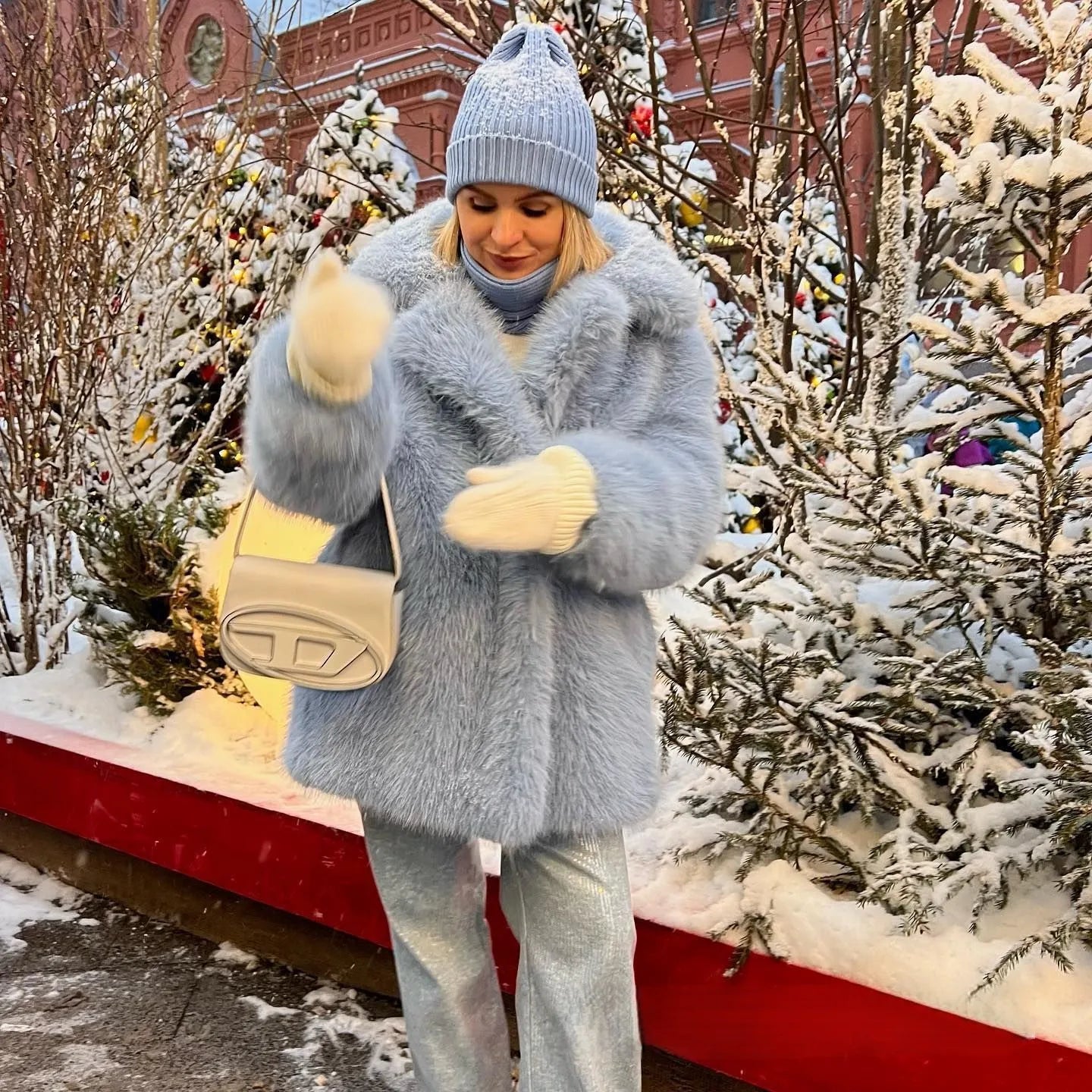 Winter Imitation Fox Fur Mid-length Coat
