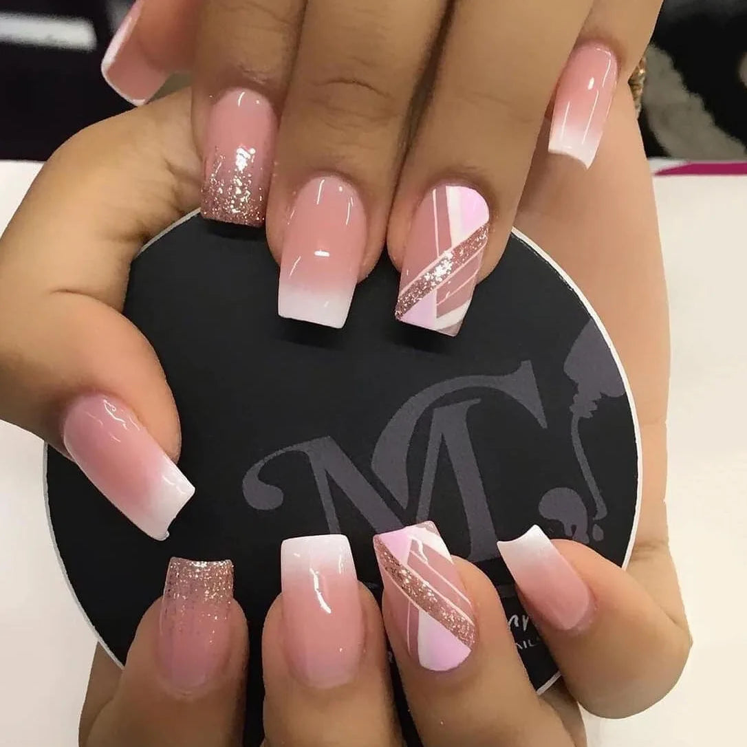 24Pcs/Box Almond Round False Nails Detachable Stiletto Fake Nails