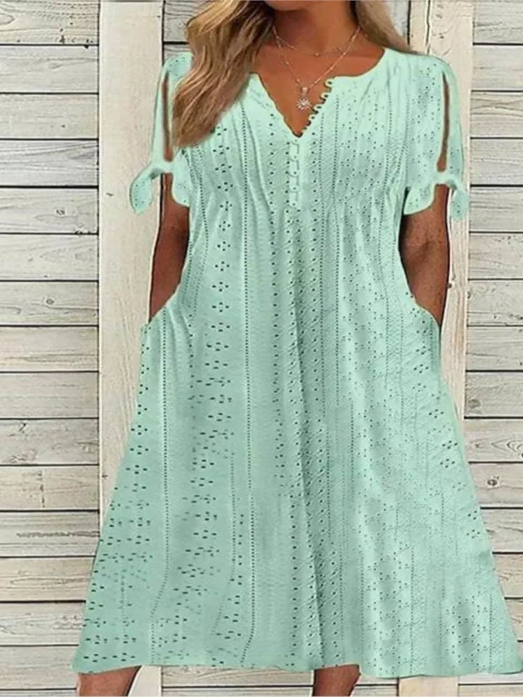 Summer Lace-Up Cutout Midi Dress