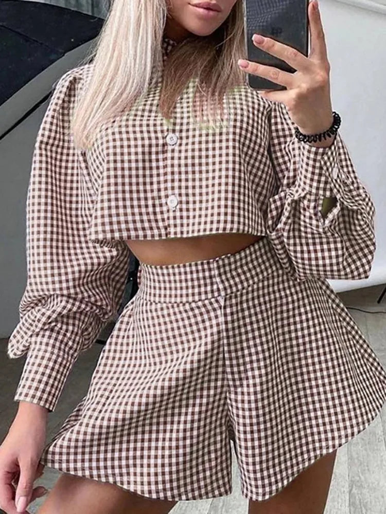2025 Spring Summer Long Sleeve Shirt Tops And Shorts Suit