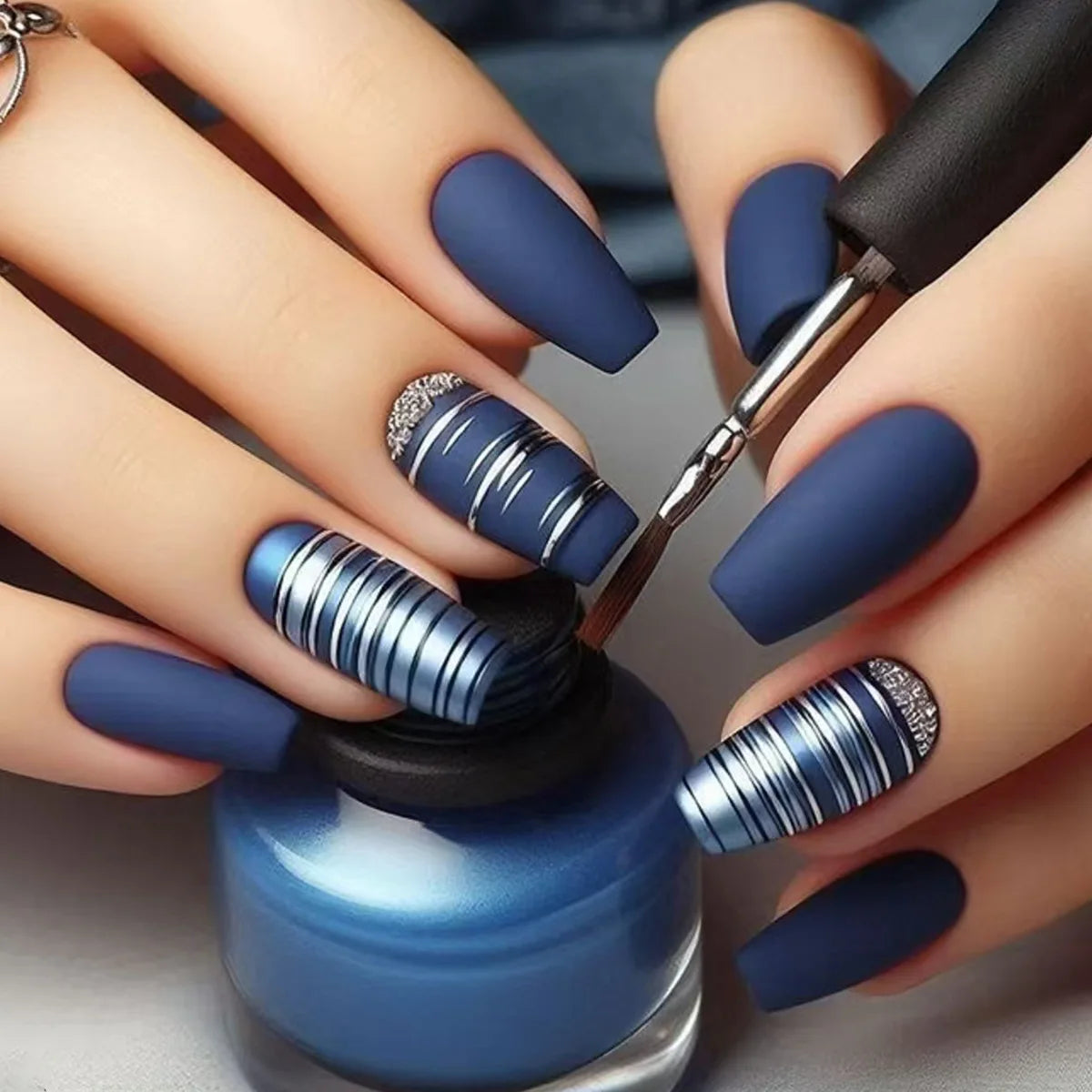 24pcs Press on Nails Flower Design