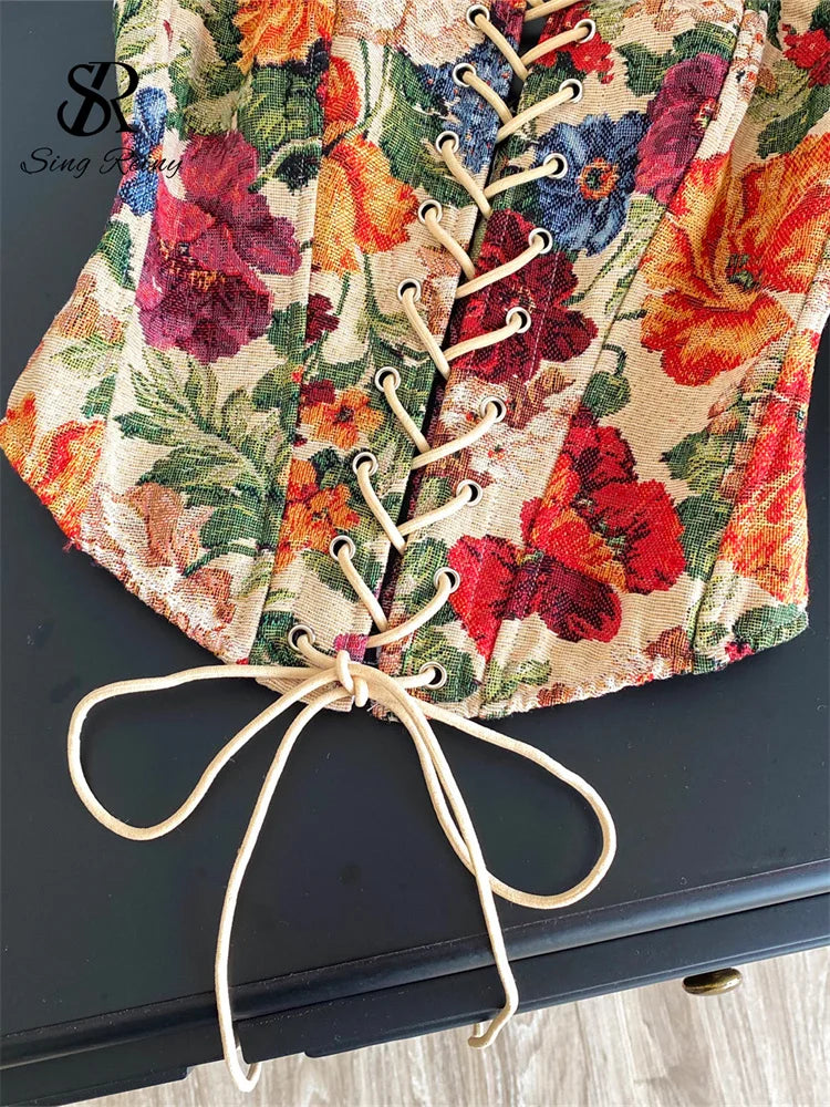 Strapless Embroidered Corset Top