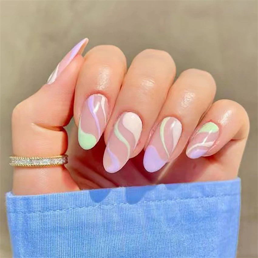 24Pcs/Set Simple Pure Desire Pink Wearing False Nails