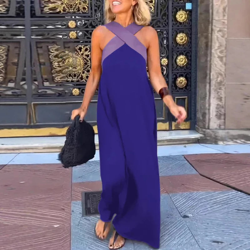 Sexy Cross Halter Sling Long Dress