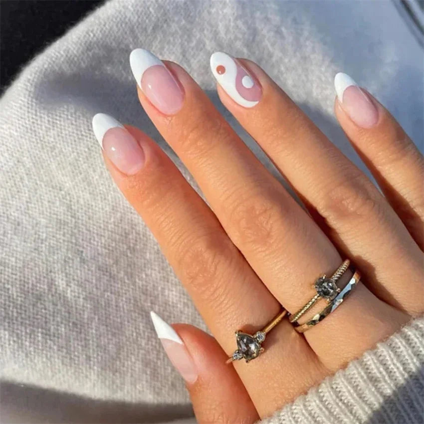 24P/set Medium Long Flat Coffin False Nails