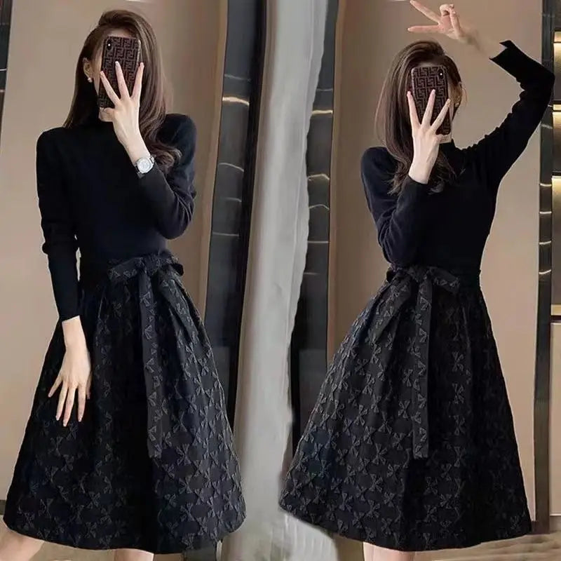 Black  Long Sleeve Full Vintage Dress