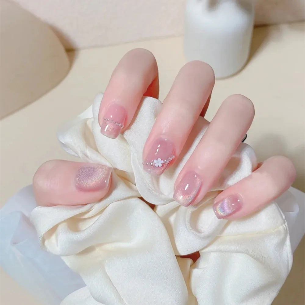 24Pcs/Box Almond Round False Nails Detachable Stiletto Fake Nails