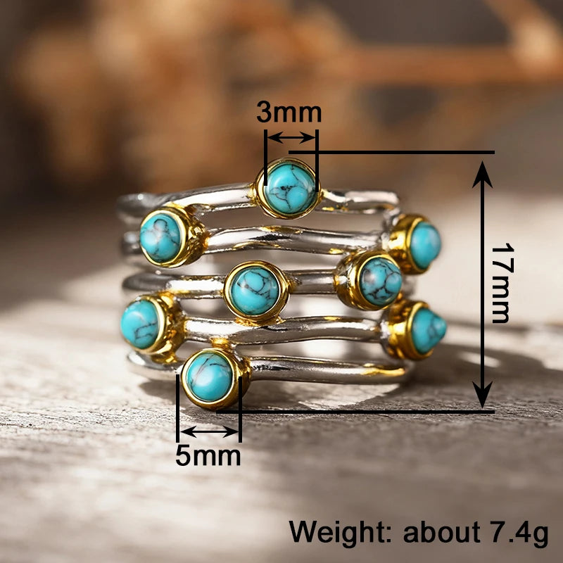 Bohemia Blue Imitation Turquoise Ring