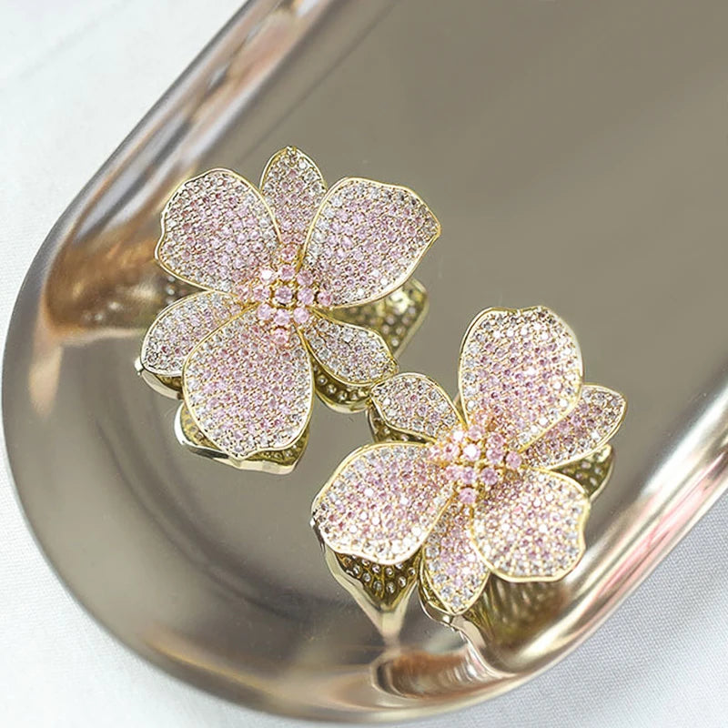 Trendy Big Flower Stud Earrings