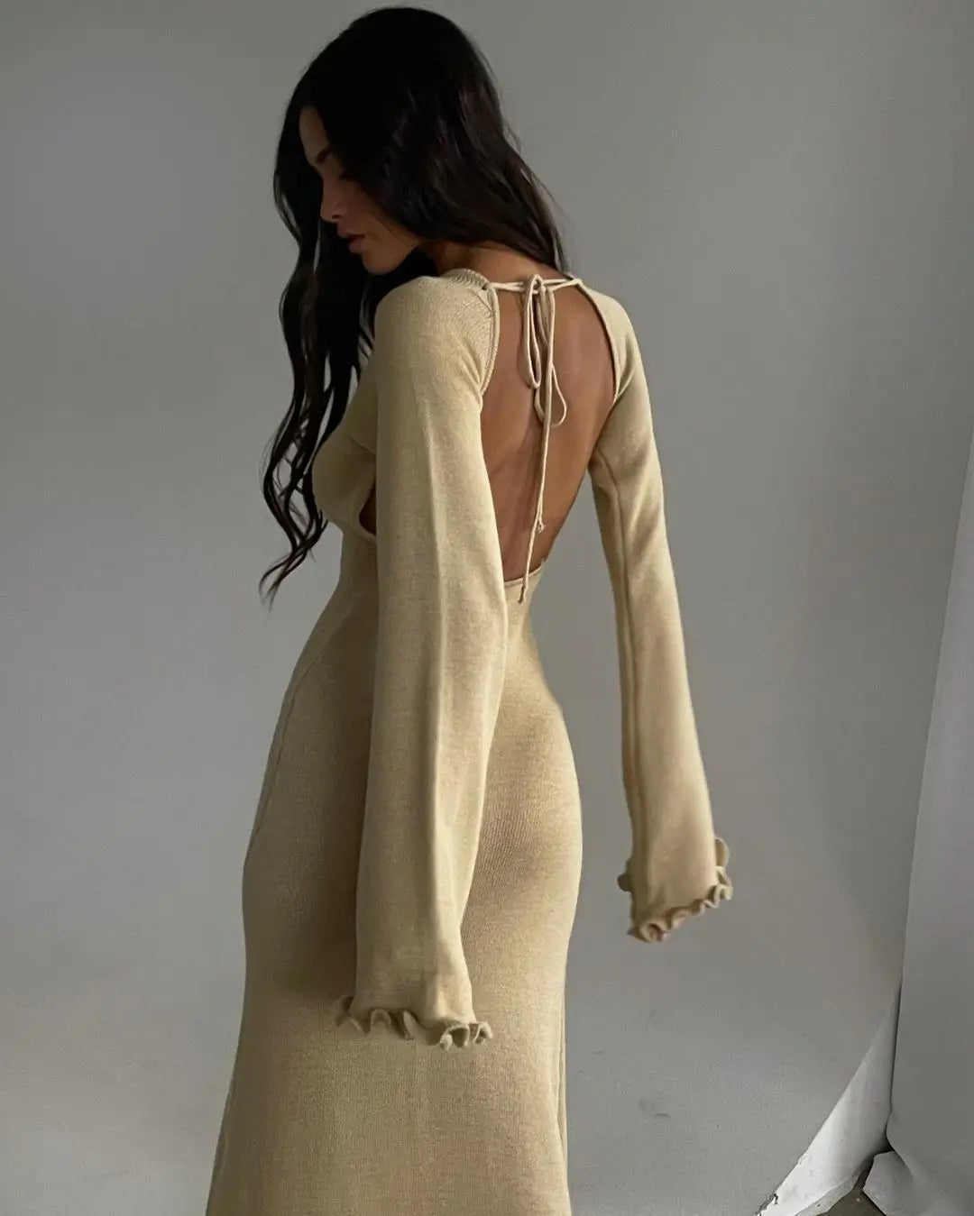 Elegant Knitted Sweater Maxi Dress