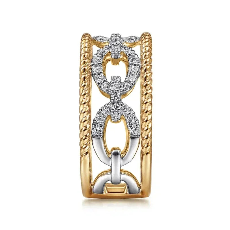 Luxurious Rings with Two-tone Design Gorgeous Hollow-out Finger