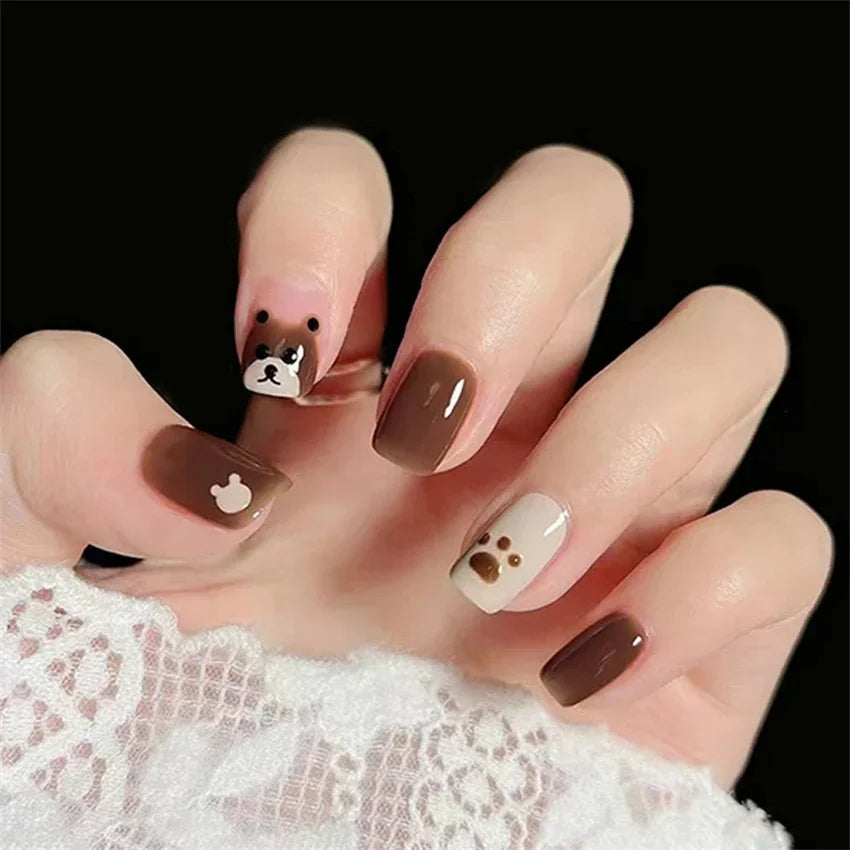 24Pcs/Set Dry Rose Blush Artificial Wearing False Nails